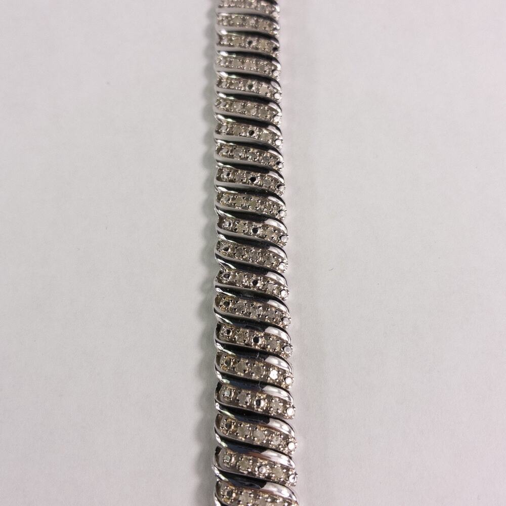 JWBR Renaissance 925 Sterling Silver and Diamond Tennis Bracelet 7.25 " w/Box - Picture 4 of 10